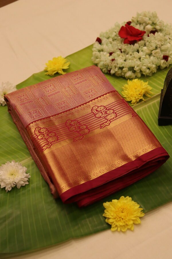 PNSK-02 Semi Kanchi Pink Saree