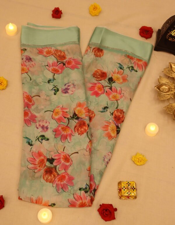 PNSSS-01 Synthetic Saree Cyan