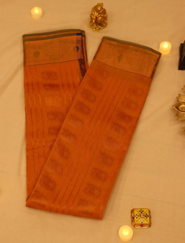 PNCS-01  Orange & Blue Copper Zari