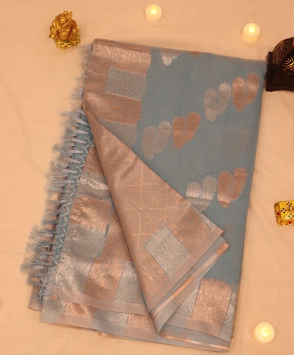 PNFC-03 Blue Tissue Cotton Saree