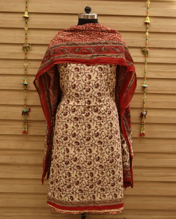 PNSAL-03 Beige & Maroon Salwar Material