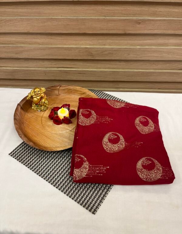 PNFAB-12 Red Golden Maroon Fabric / 1mtr