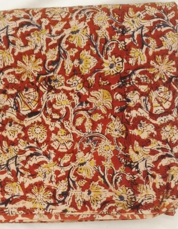PNFAB-08 Red Kalamkari Fabric / 1mtr