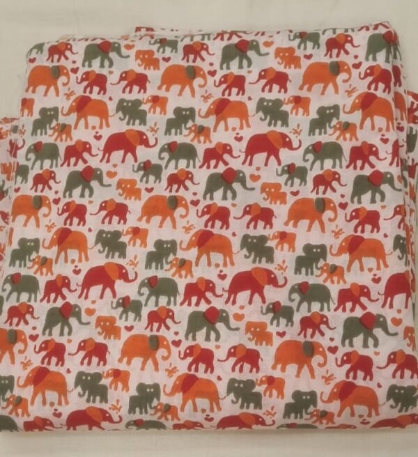 PNFAB-18 Coloured Elephant Fabric / 1mtr